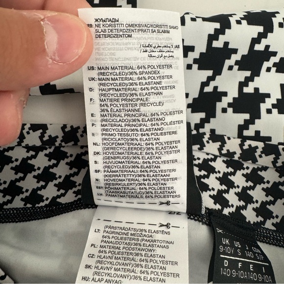 NWT adidas Ivy Park Big Girls Nina Tights Houndstooth Size S black White New - Picture 9 of 16